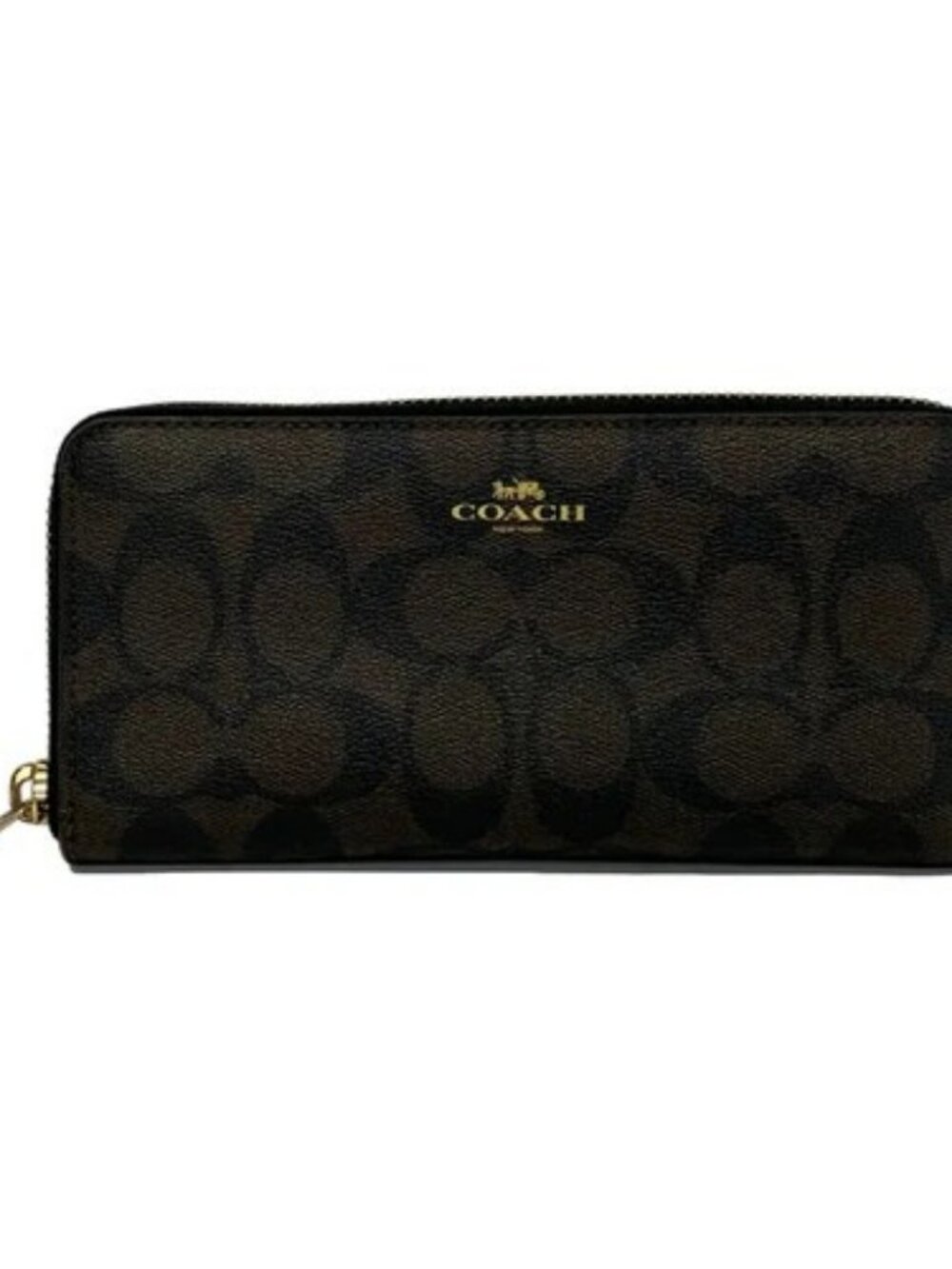COACH Signature F59267 Dark Brown Black PVC Long Wallet